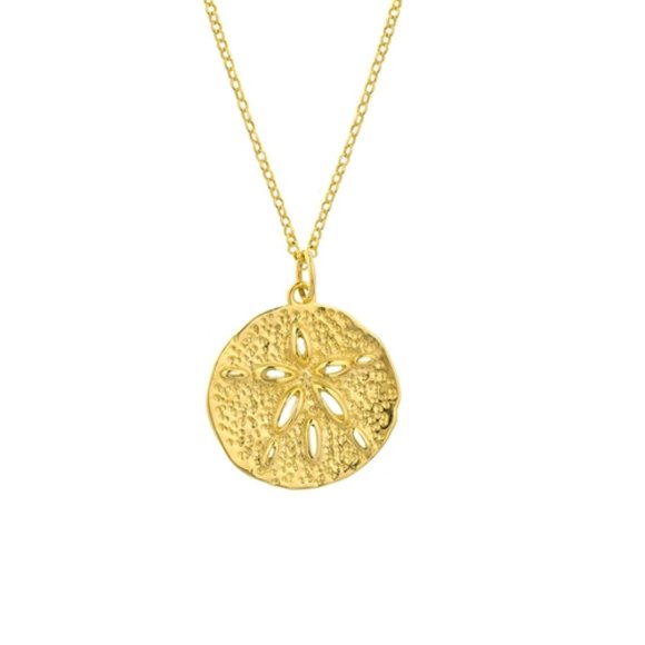 14K Solid Gold Sand Dollar Medallion Necklace